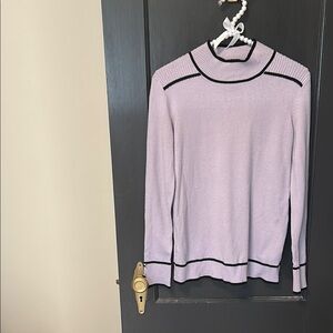 Lavender Turtleneck Sweater with Black Accents